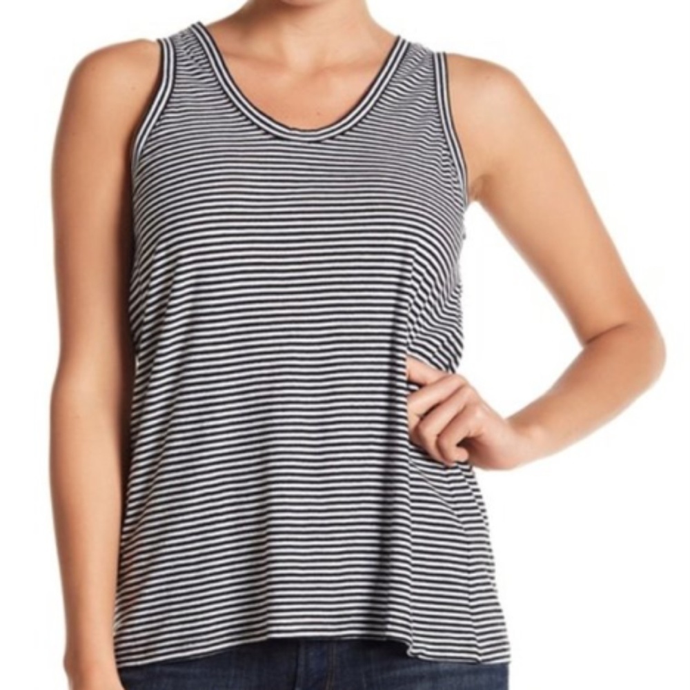 B&W Super Soft Cinch Back Striped Tank Top